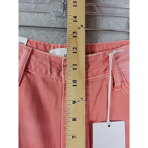 NWT Vervet Leslie Pink Denim Distressed High Rise Vintage Flare Jeans Women's 28 - Picture 11 of 13